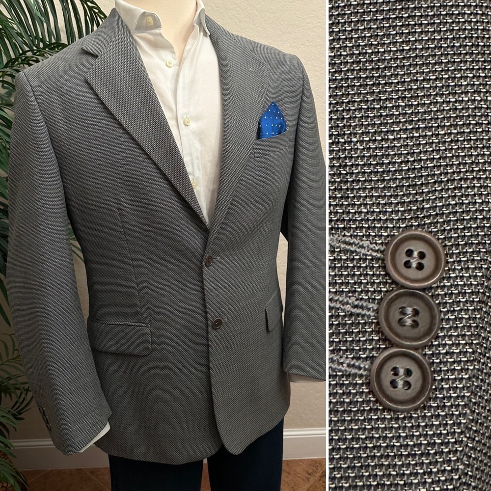 MINO LOMBARDI MENS SUIT JACKET SIZE 42 ITALIAN GRAY NAILHEAD BLAZER SPORT COAT